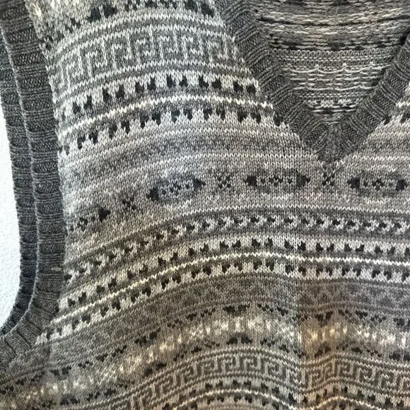 VTG Polo Ralph Lauren Sweater Gray Fair Isle Vest Silk Cashmere Cotton Mens XL